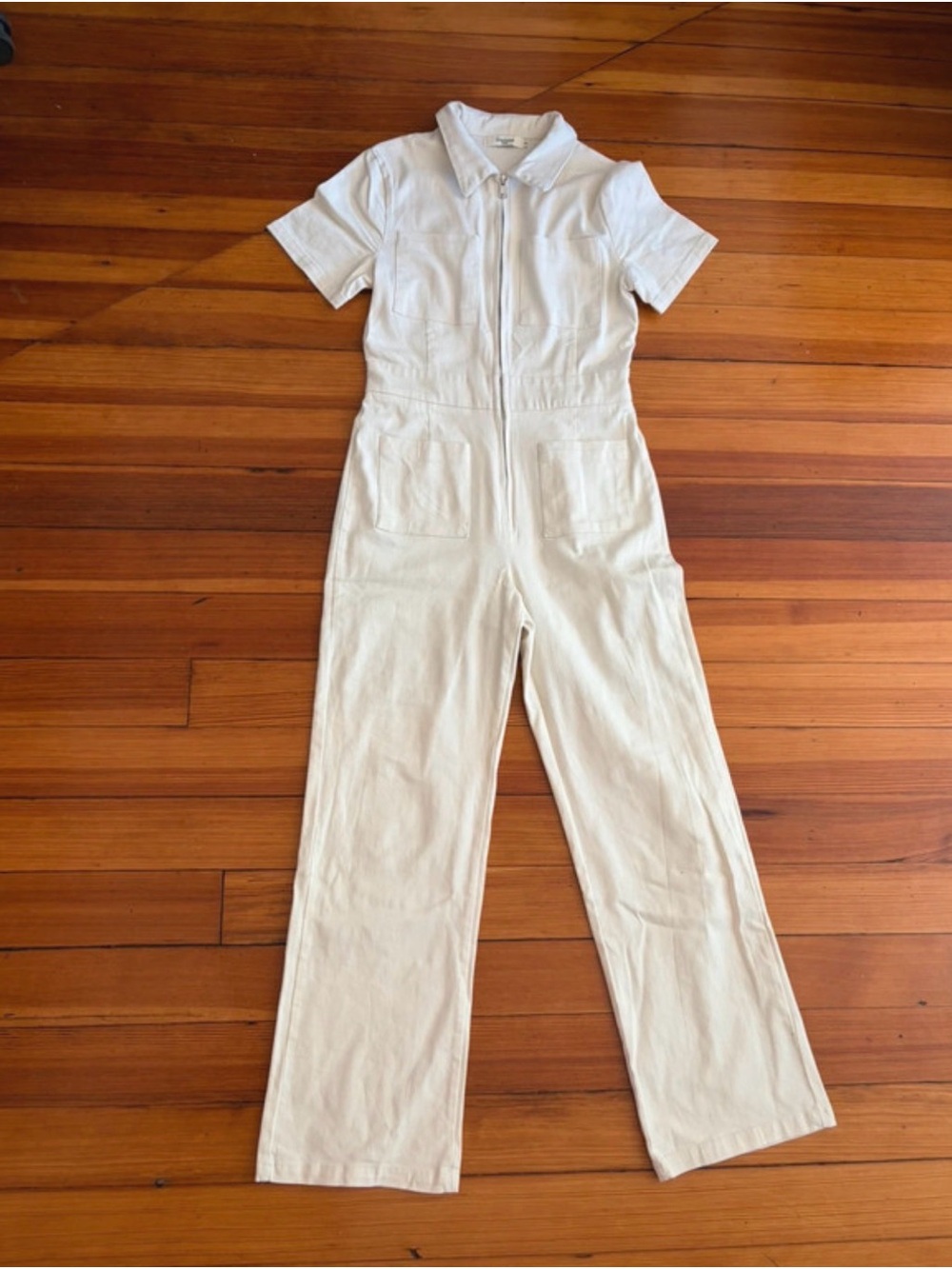 Pre-loved Short-Sleeve Cream Utility Jumpsuit